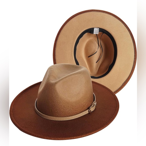 Women’s ombré tan and brown fedora with buckle NWT size Medium - Picture 2 of 9